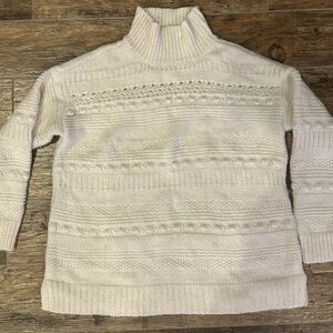 Lou & Grey Cream Textured Mock Turtleneck Sweater